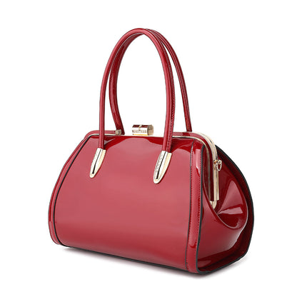 Patent Leather Double Handle Frame Satchel 1691