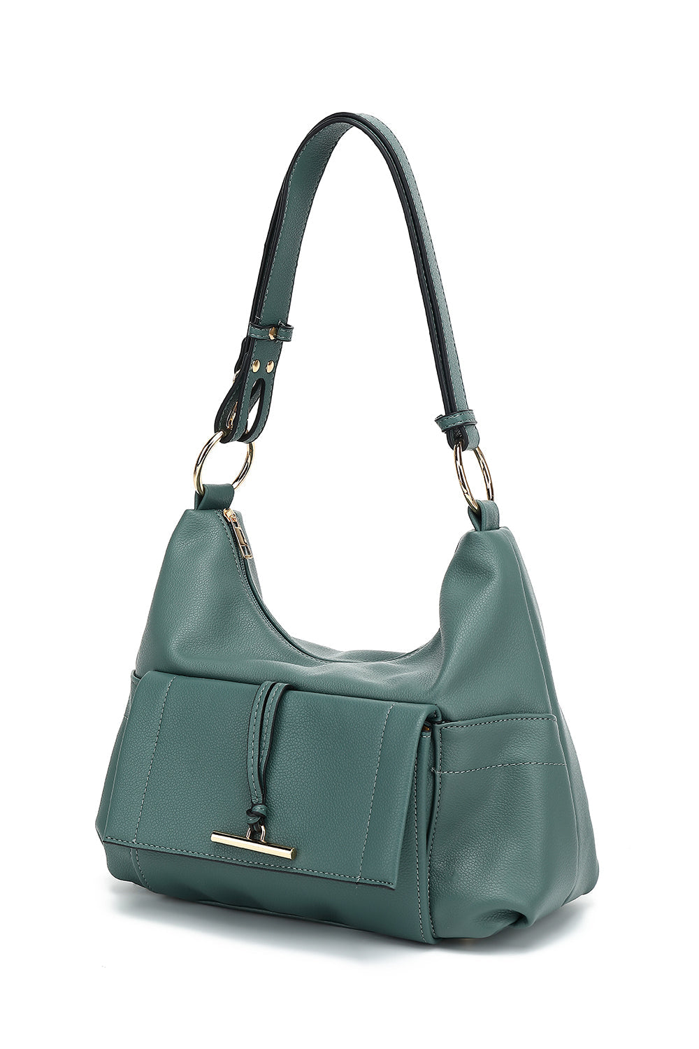 Double Top Zip Front Pocket Toggle Hardware Hobo
