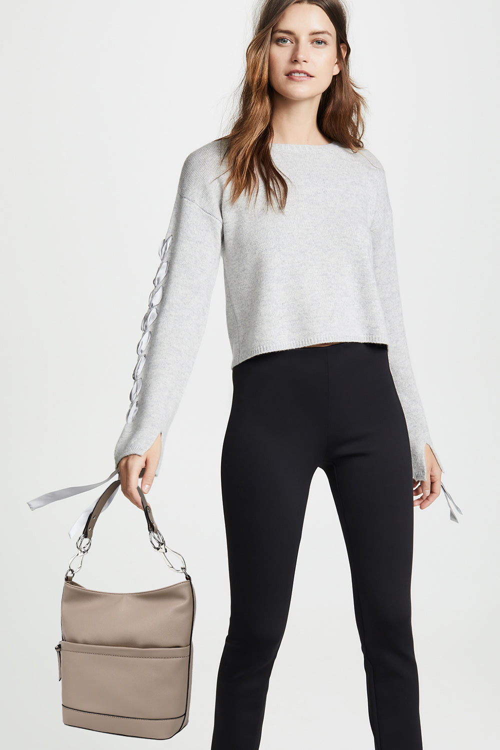 Slouchy hobo with front zip pocket and claw hw