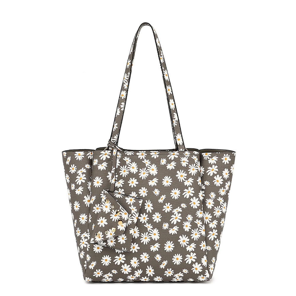 Tote Bag with Small Chrysanthemum Pattern