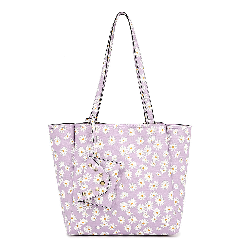 Tote Bag with Small Chrysanthemum Pattern
