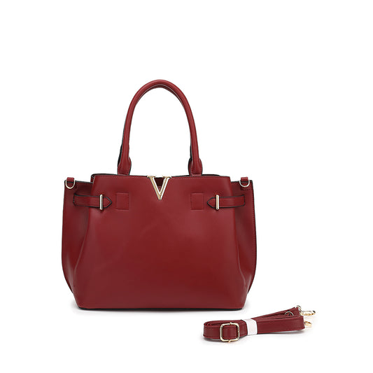 Double Handle Satchel with V Hardware 21717